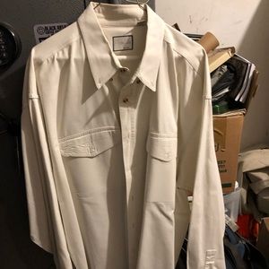 Men’s white/cream, button down collar, shirt.